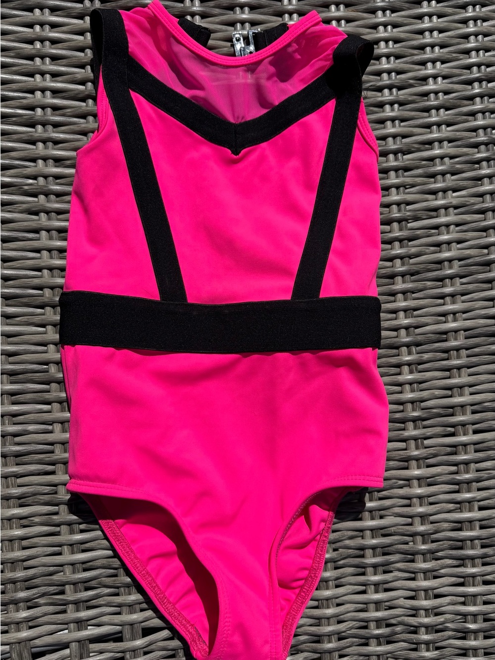 Girls Hot Pink and Black Dance Leotard